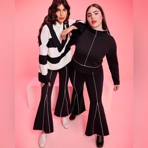 High-Rise Flare Leg Black Pants w/White Piping - Victor Glemaud x Target - S